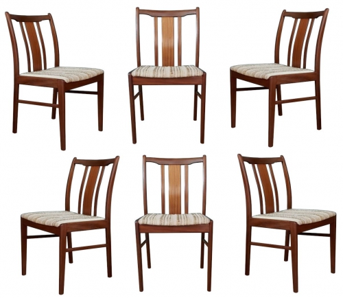 6 Tekowych, Duńskich Krzeseł Mid-Century-Modern