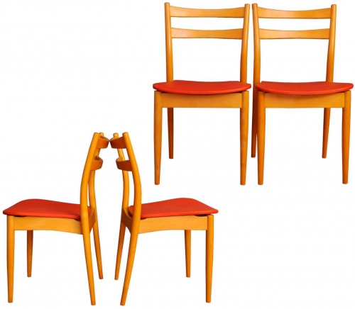 Vintage Skandynawskie Krzesła z drewna tekowego i skai, lata 60